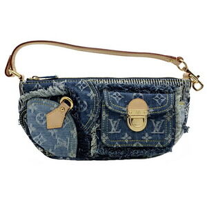 Louis Vuitton Monogram Denim Patchwork Shoulder Bag Blue